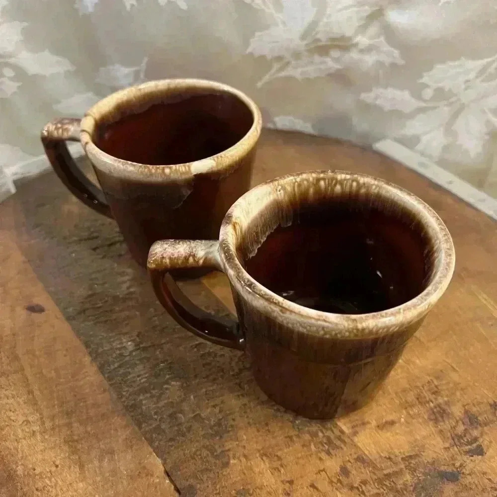 Vintage  McCoy USA Brown Drip Mug Set - Picture 6 of 6